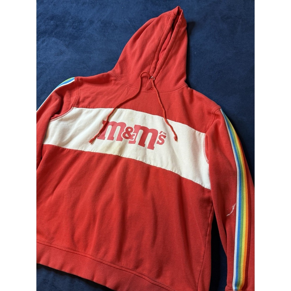 Modern Y2K M&M Fleece Rainbow LGBTQ Support Hoodie Mens XL Red Pullover